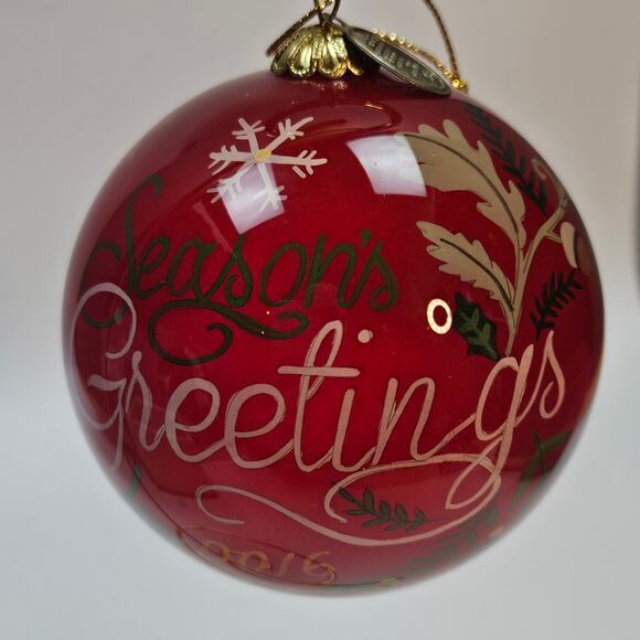 NWB Li Bien Pier1 Season's Greetings Christmas Ornament Reverse Painted Reindeer - Picture 1 of 6